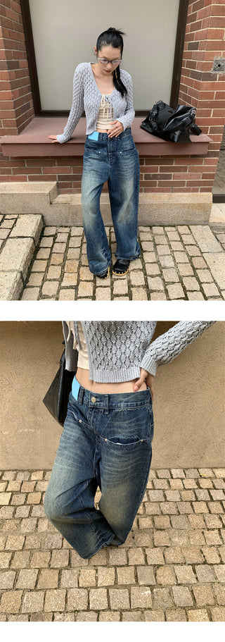 tie-dyed wide jeans