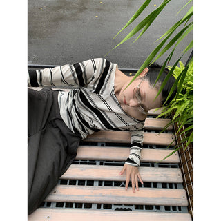 striped shoulder tops