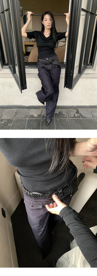 pocket straight jeans