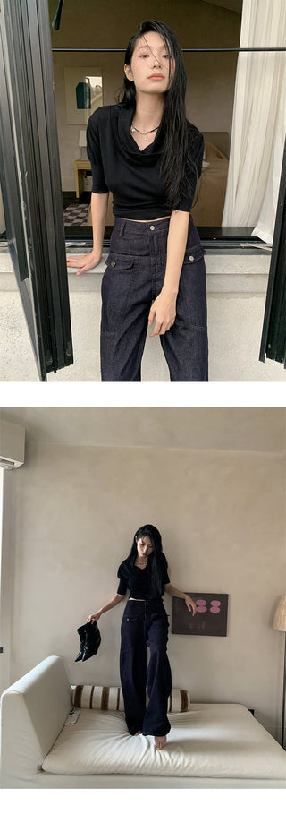 pocket straight jeans
