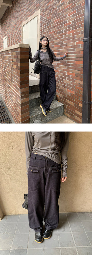 pocket straight jeans