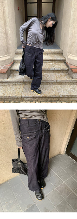 pocket straight jeans