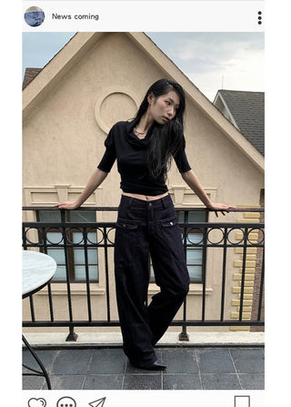 pocket straight jeans