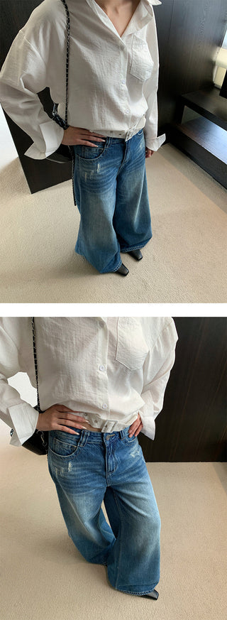 ripped wide jeans
