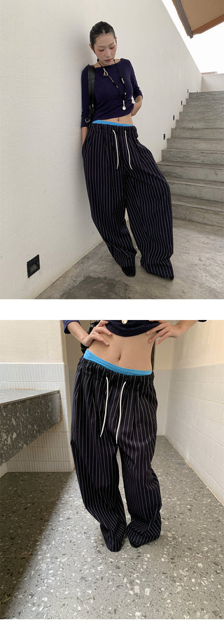 striped wide pants