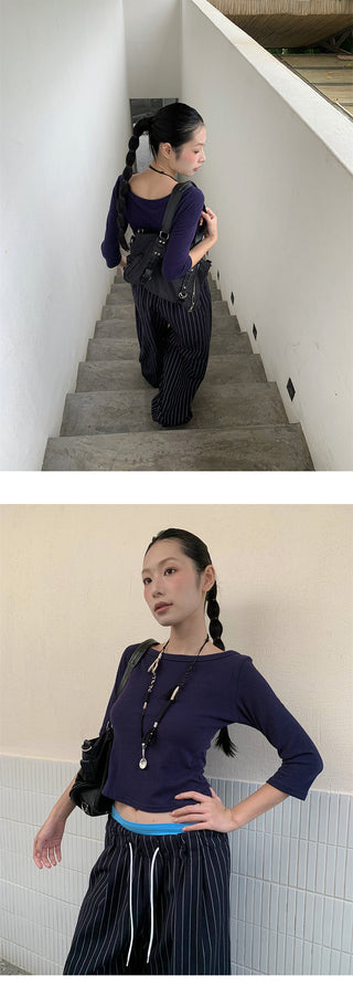 striped wide pants