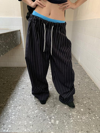 striped wide pants