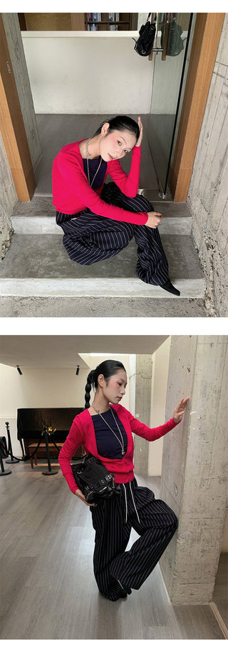 striped wide pants