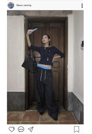 striped wide pants