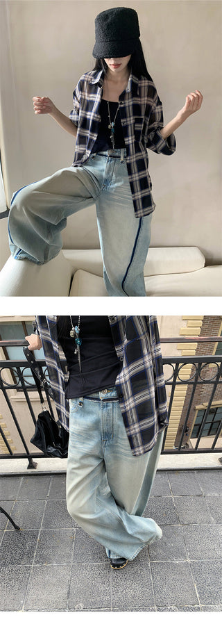split tie-dyed jeans