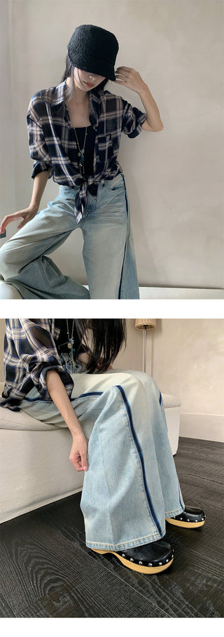 split tie-dyed jeans