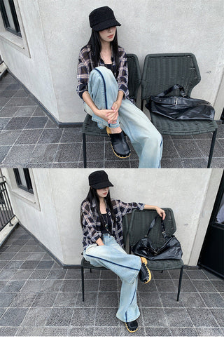 split tie-dyed jeans