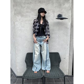 split tie-dyed jeans