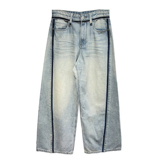 split tie-dyed jeans