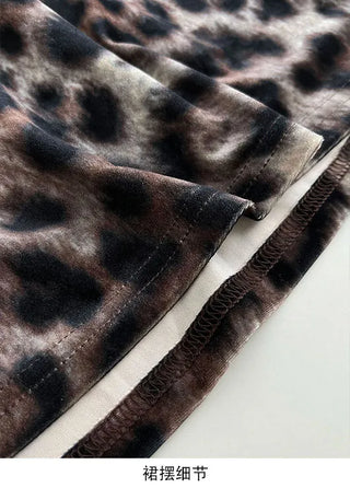 leopard velvet skirt