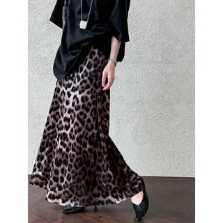 leopard velvet skirt