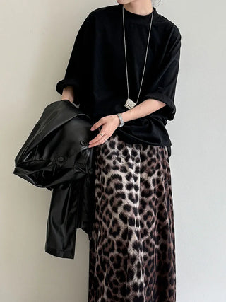leopard velvet skirt
