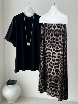 leopard velvet skirt