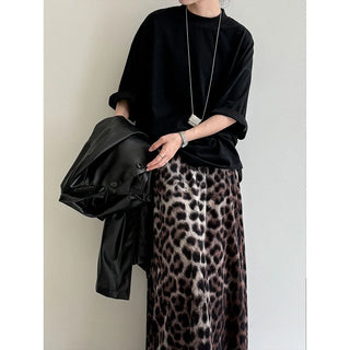 leopard velvet skirt