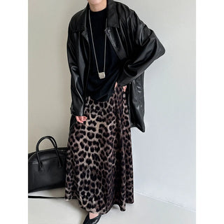 leopard velvet skirt