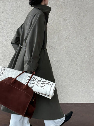 stand collar trench coat