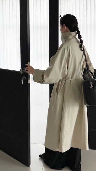 stand collar trench coat