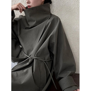 stand collar trench coat
