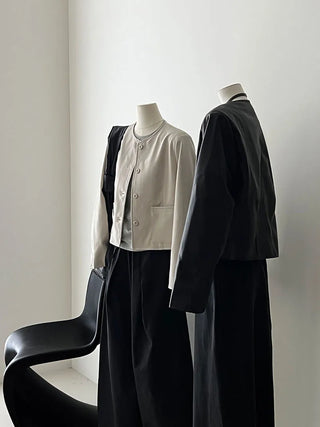 round leather coat