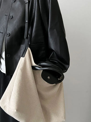 round leather coat