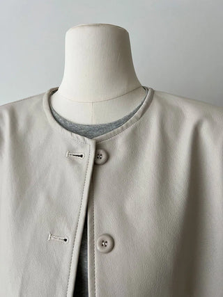 round leather coat