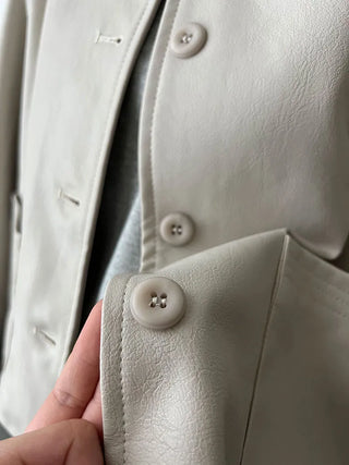round leather coat