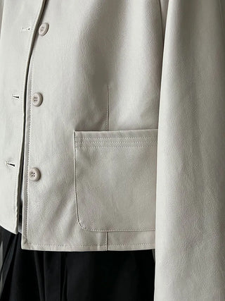 round leather coat