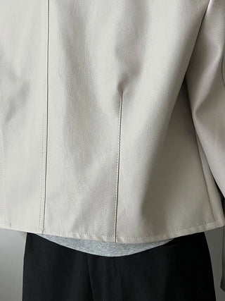 round leather coat