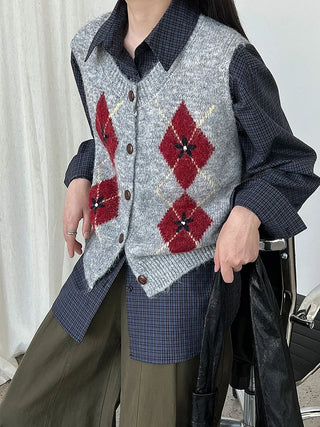 diamond plaid cardigan