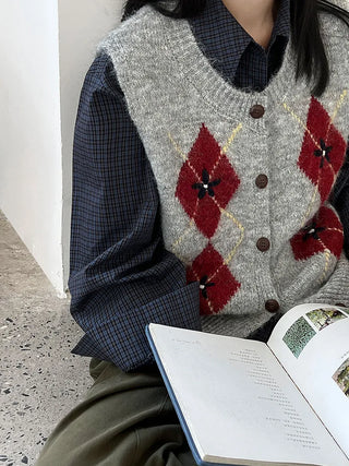 diamond plaid cardigan