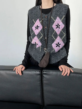 diamond plaid cardigan