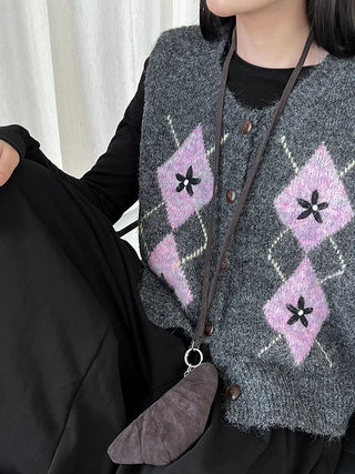 diamond plaid cardigan
