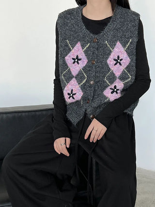 diamond plaid cardigan