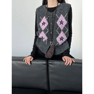 diamond plaid cardigan