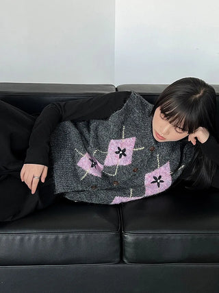 diamond plaid cardigan