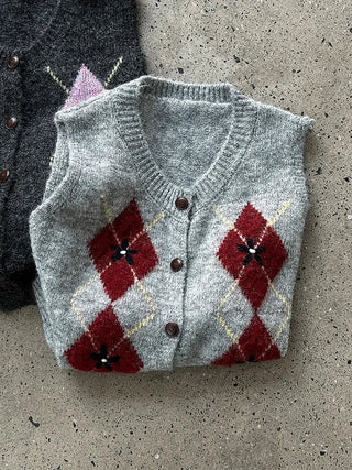 diamond plaid cardigan