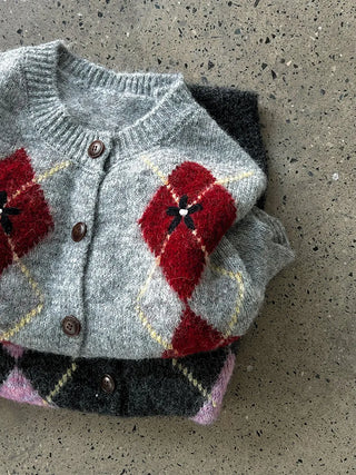 diamond plaid cardigan