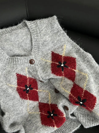 diamond plaid cardigan