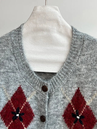 diamond plaid cardigan