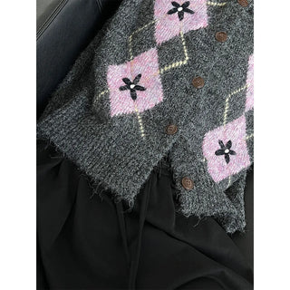diamond plaid cardigan