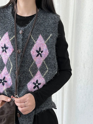 diamond plaid cardigan