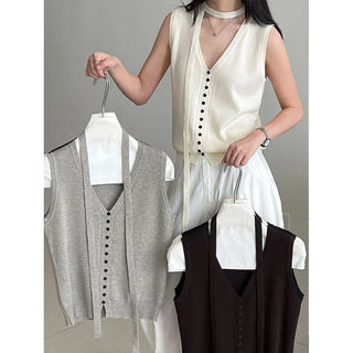 tie vest cardigan