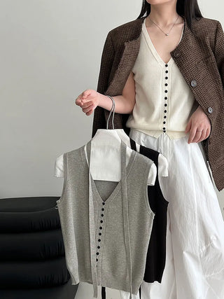 tie vest cardigan