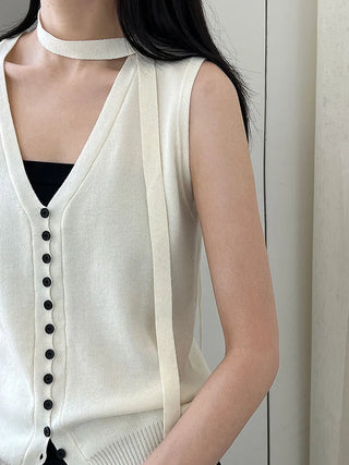 tie vest cardigan