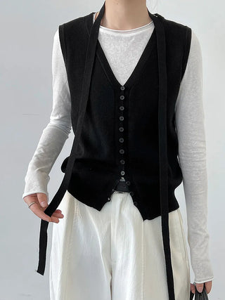 tie vest cardigan